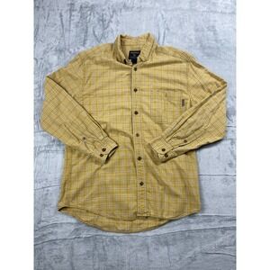 Woolrich Shirt Mens Medium Yellow Plaid Long Sleeve Collared Casual Button Down